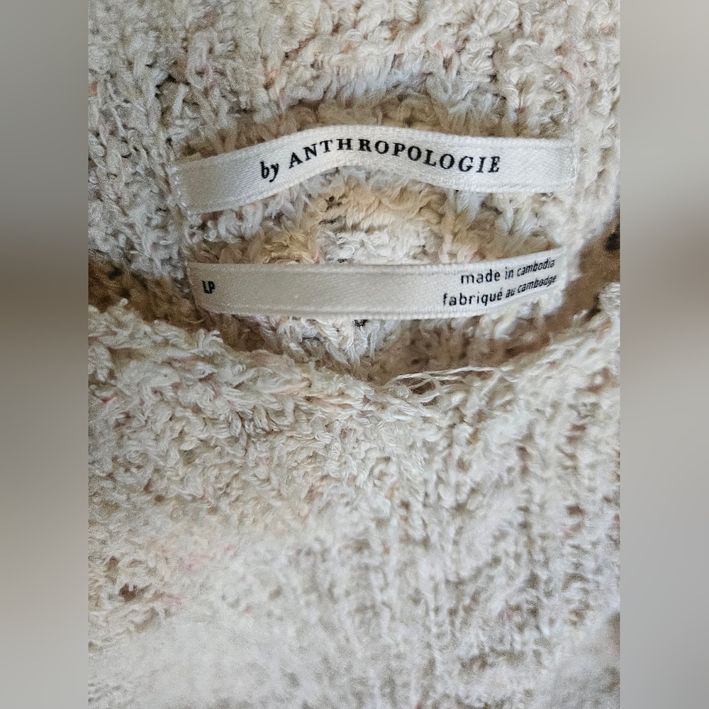 NWOT Anthropologie V-neck Pointelle Sweater Tank Ivory/ Multi MarbleLinen - Picture 8 of 14